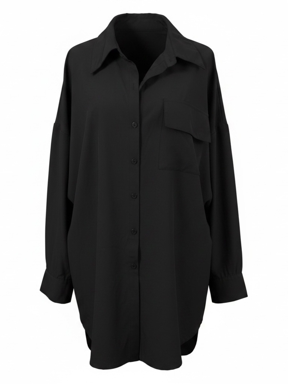 Black Oversized Button-Up Shirt